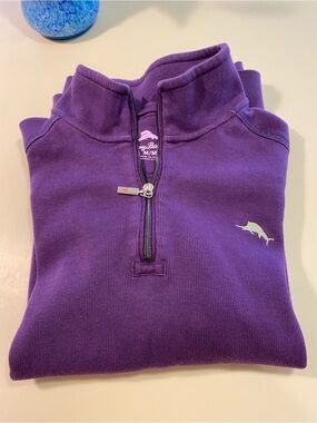 Tommy Bahama eggplant/ Purple Half-Zip Pullover Sweatshirt